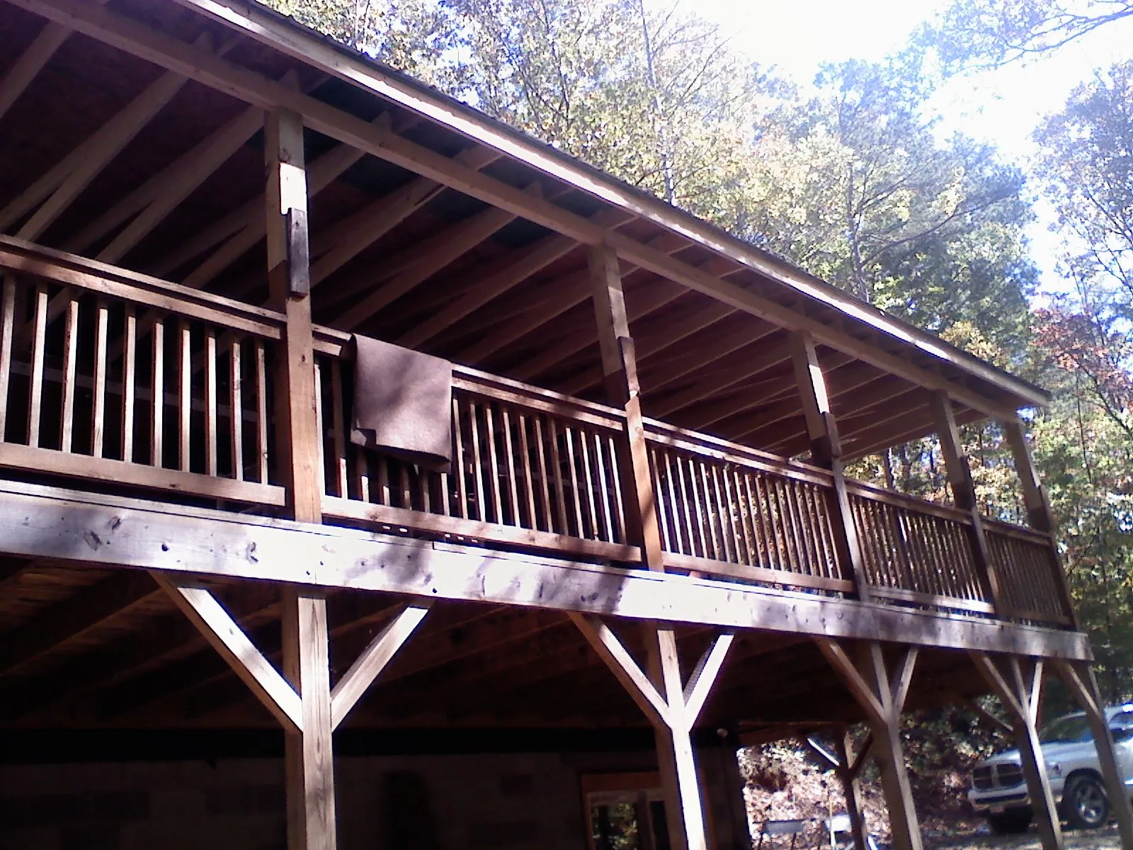 Timber framing under a new elevated porch and deck — Roof Leak Repair in Long Valley by Roofing Brothers